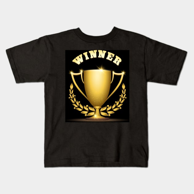 Golden trophy cup Kids T-Shirt by devaleta